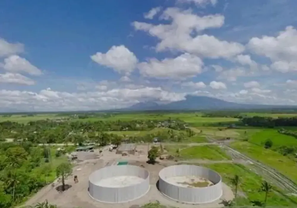 Aerial view of an anaerobic digester site